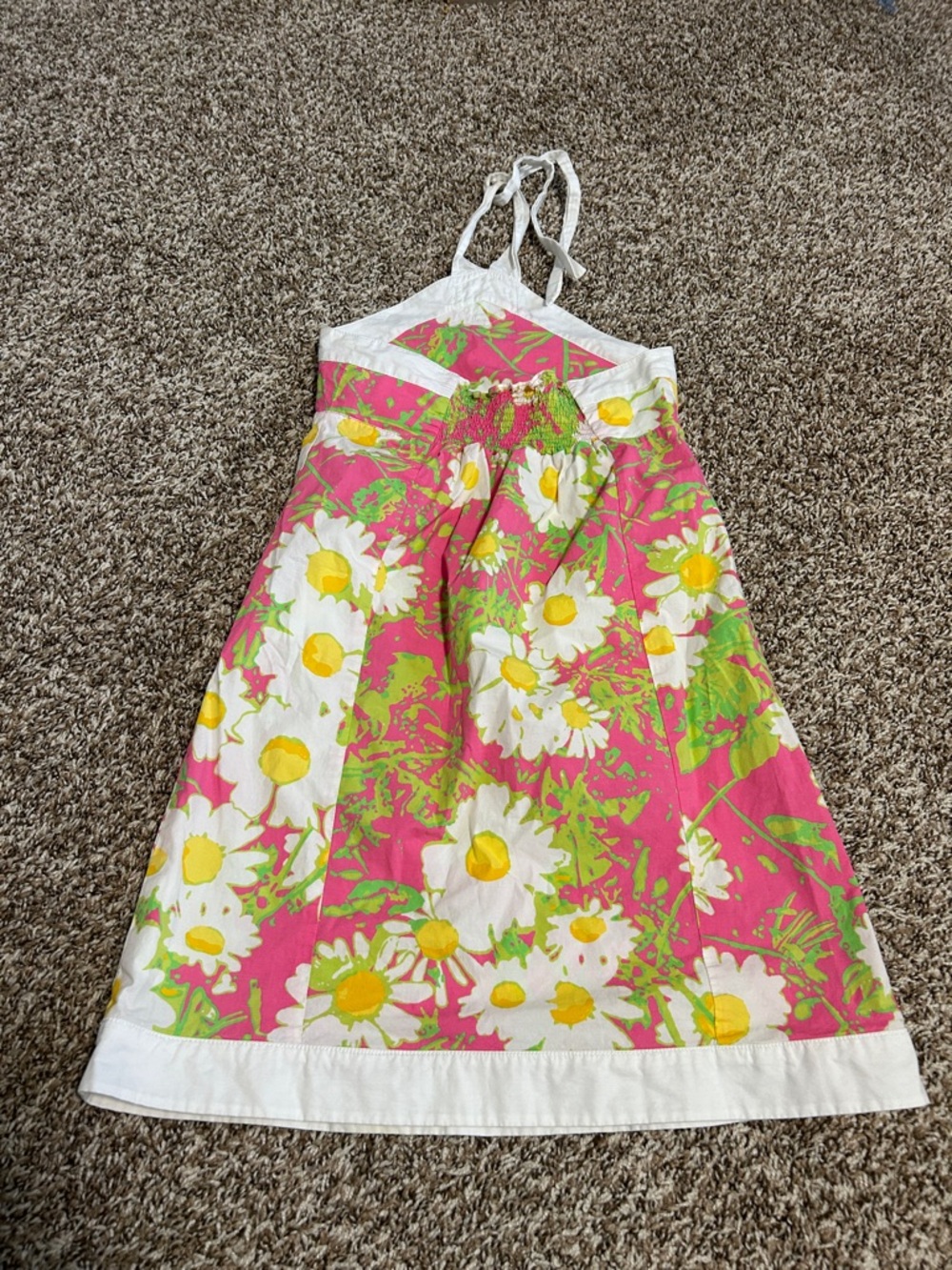 Lilly Pulitzer Vintage Girls Pink and Lime Floral Halter Sundress Girls Size 8 - Picture 8 of 11